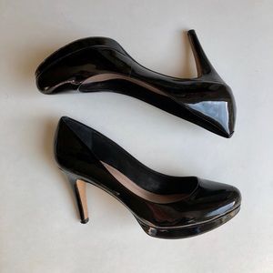 Vince Camuto black patent pumps